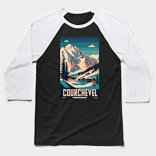 A Vintage Travel Art of Courchevel - France Baseball T-Shirt